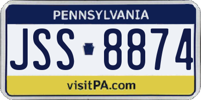 PA license plate JSS8874