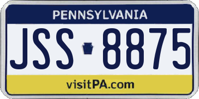 PA license plate JSS8875