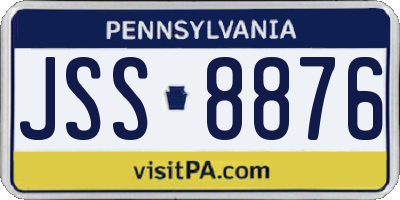 PA license plate JSS8876