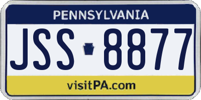PA license plate JSS8877