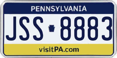 PA license plate JSS8883
