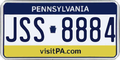 PA license plate JSS8884