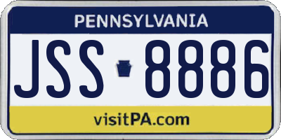 PA license plate JSS8886