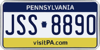 PA license plate JSS8890