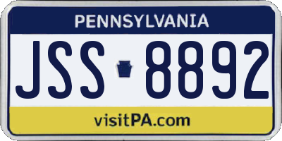PA license plate JSS8892