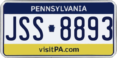 PA license plate JSS8893