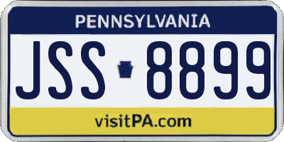 PA license plate JSS8899