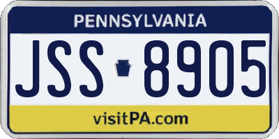 PA license plate JSS8905