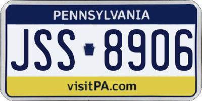 PA license plate JSS8906