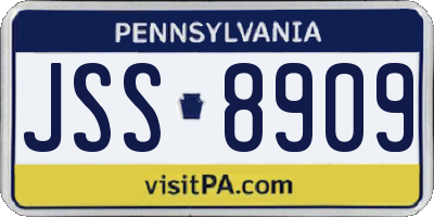 PA license plate JSS8909