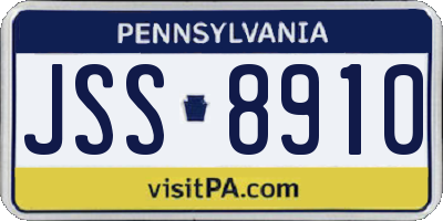 PA license plate JSS8910