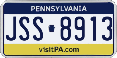 PA license plate JSS8913