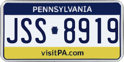 PA license plate JSS8919