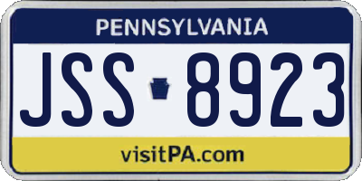 PA license plate JSS8923