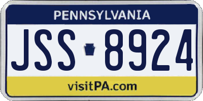 PA license plate JSS8924