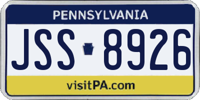PA license plate JSS8926