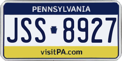 PA license plate JSS8927