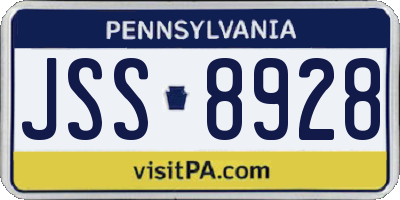PA license plate JSS8928