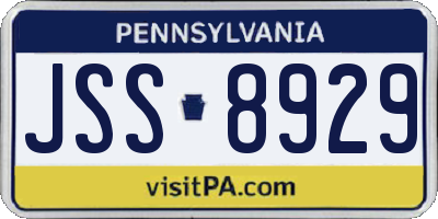 PA license plate JSS8929