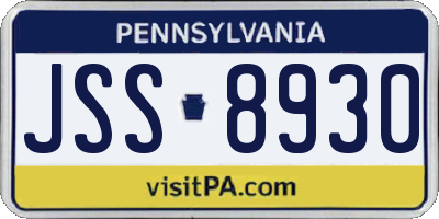 PA license plate JSS8930