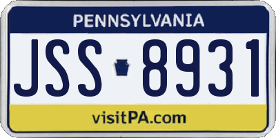 PA license plate JSS8931
