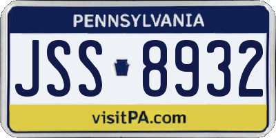 PA license plate JSS8932