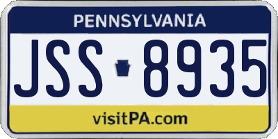 PA license plate JSS8935