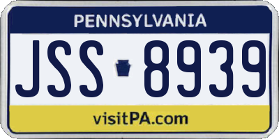 PA license plate JSS8939