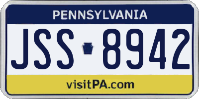 PA license plate JSS8942