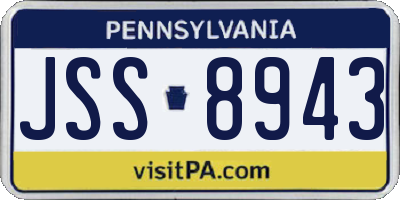 PA license plate JSS8943
