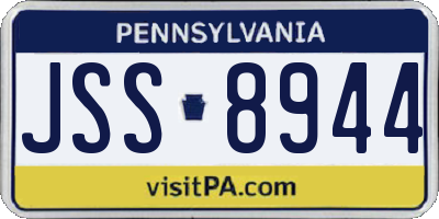 PA license plate JSS8944