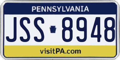 PA license plate JSS8948