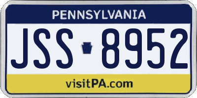 PA license plate JSS8952