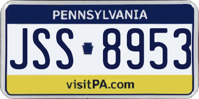 PA license plate JSS8953