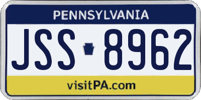 PA license plate JSS8962