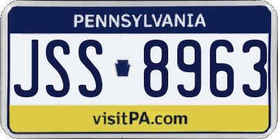 PA license plate JSS8963