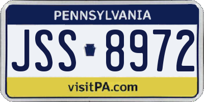PA license plate JSS8972