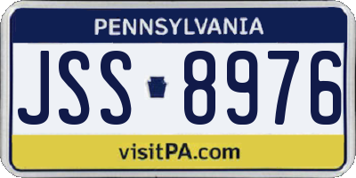 PA license plate JSS8976