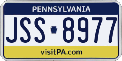 PA license plate JSS8977