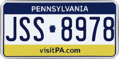 PA license plate JSS8978