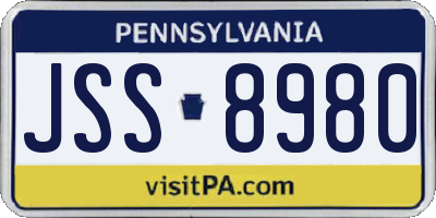 PA license plate JSS8980