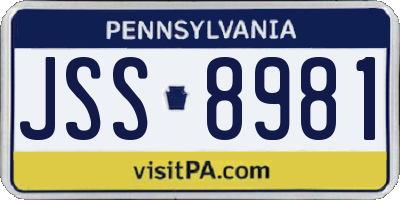 PA license plate JSS8981