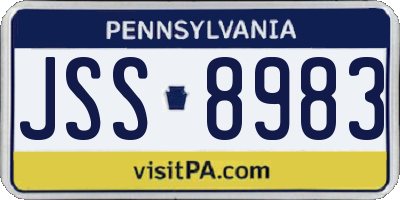 PA license plate JSS8983