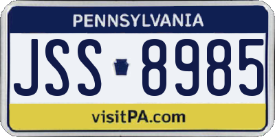 PA license plate JSS8985