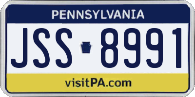 PA license plate JSS8991