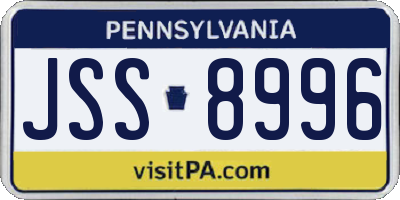 PA license plate JSS8996