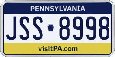 PA license plate JSS8998