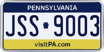 PA license plate JSS9003