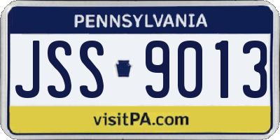 PA license plate JSS9013