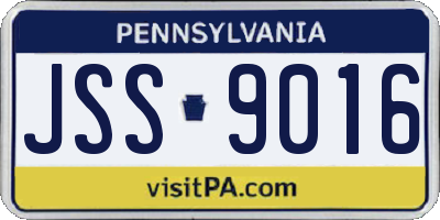 PA license plate JSS9016